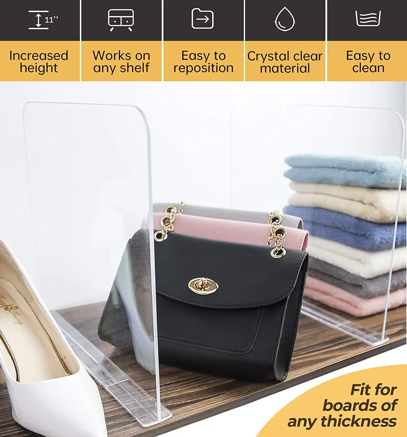 Clear Acrylic Shelf Divider Closet Separator Cabinet Organizer Used For Home Supermarket Item Sorting