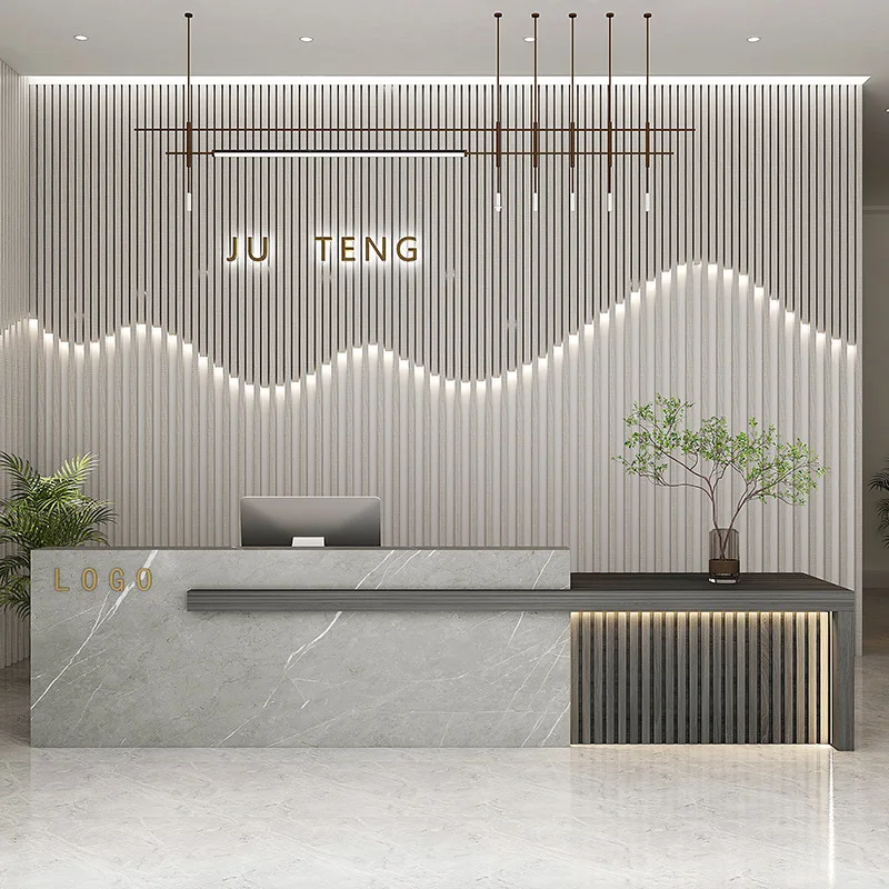 Company Office Hospital Mall Reception Table Desk L Shape Beauty Salon Hotel Reception Table Desks