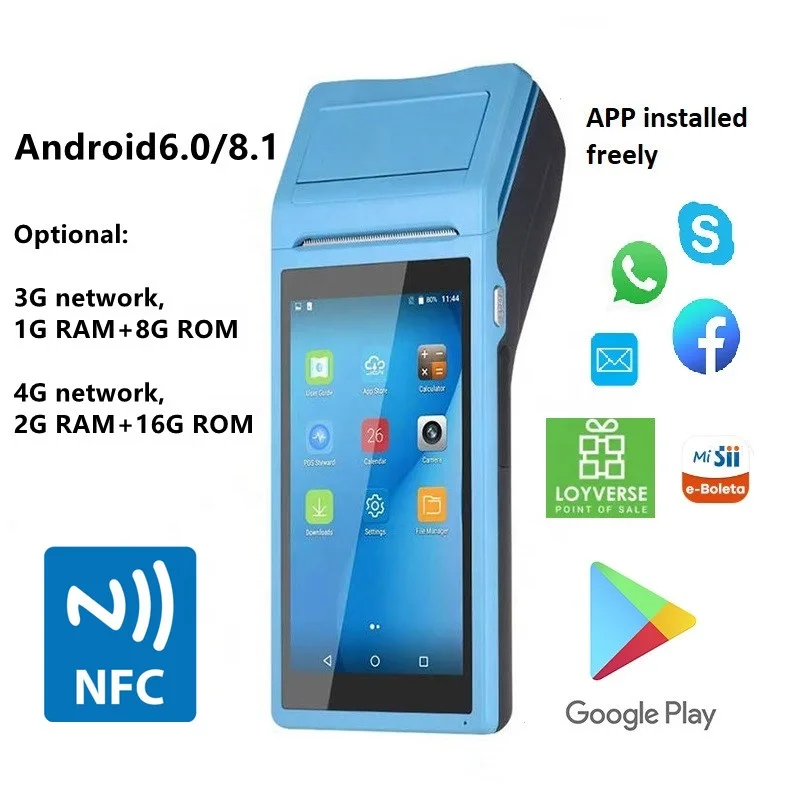 Q2 SII APP e-Boleta 5 дюймов NFC Android 8 1 Портативный Мобильный pos-терминал с