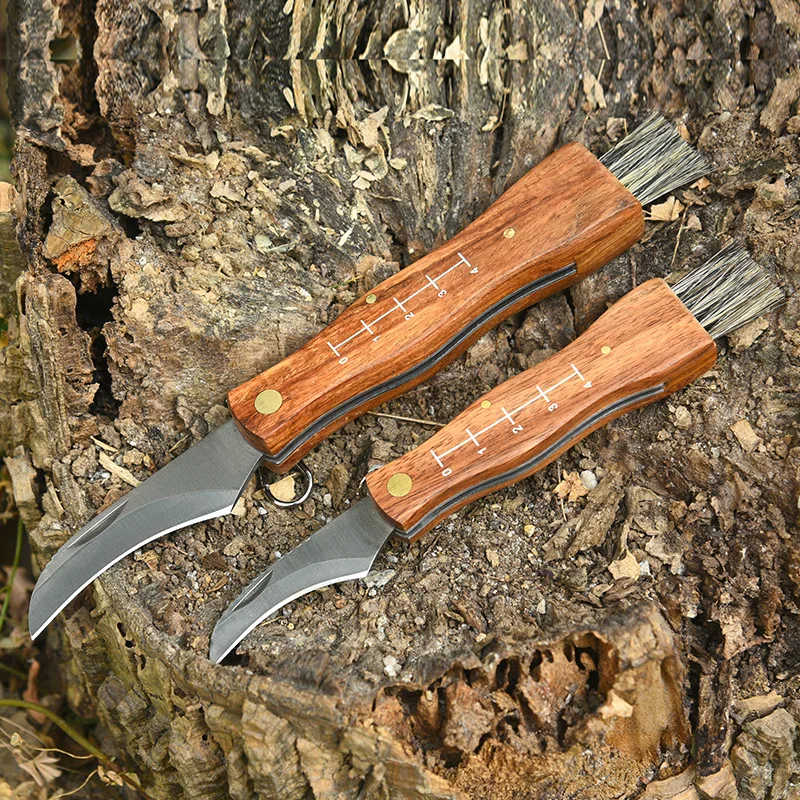 Hand Tools Straight Rosewood Blade Mini Portable Pick With Brush Grafting Gardening Knives Mushroom Knife