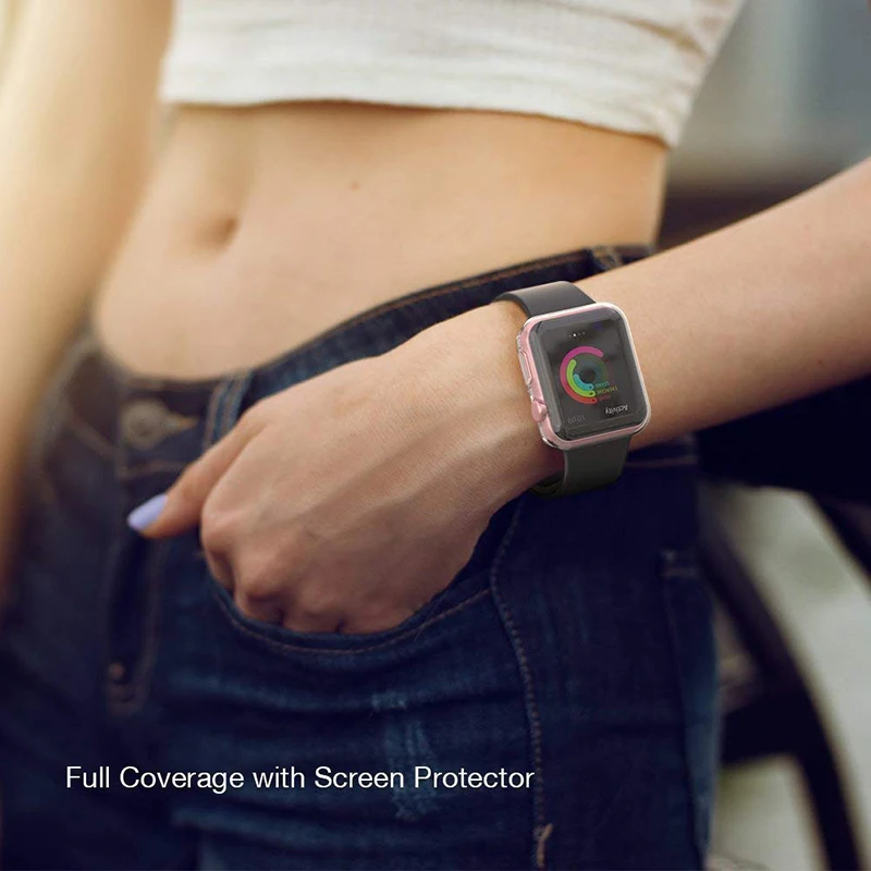 Чехол для Apple Watch 3 2 1 38 мм 42 360 полностью мягкий прозрачный защитный чехол из ТПУ iWatch 4/5/6/SE/7 44 40