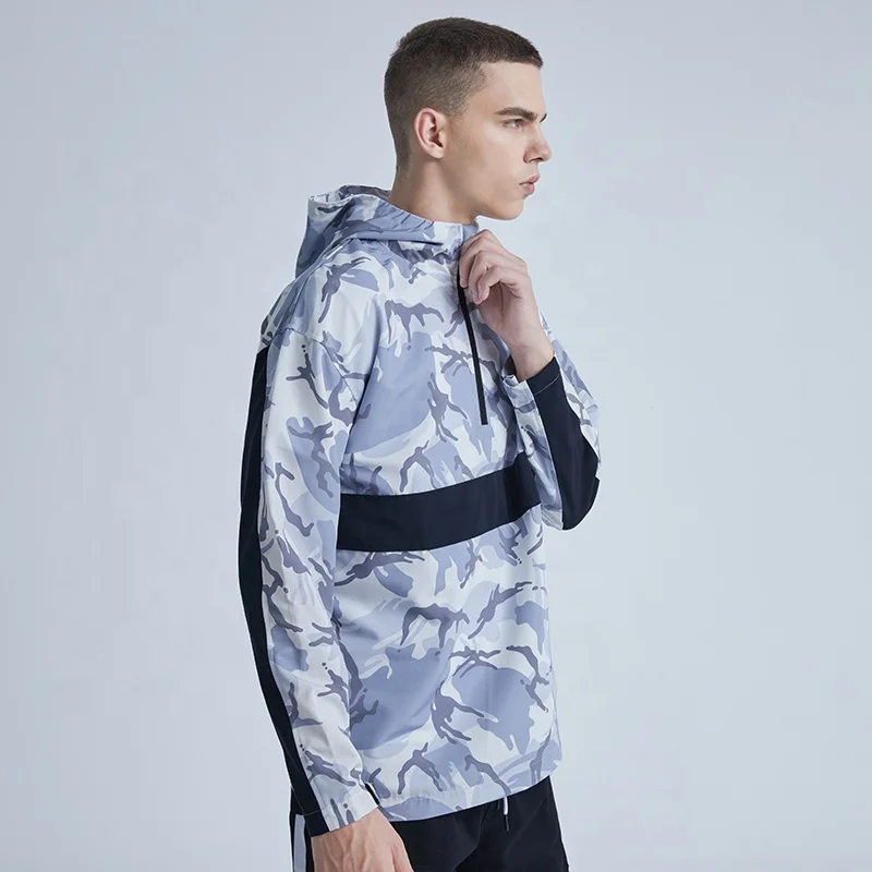 Splicing Camouflage Pullover Hoodie Jacket Half Zipper Camo Jacket