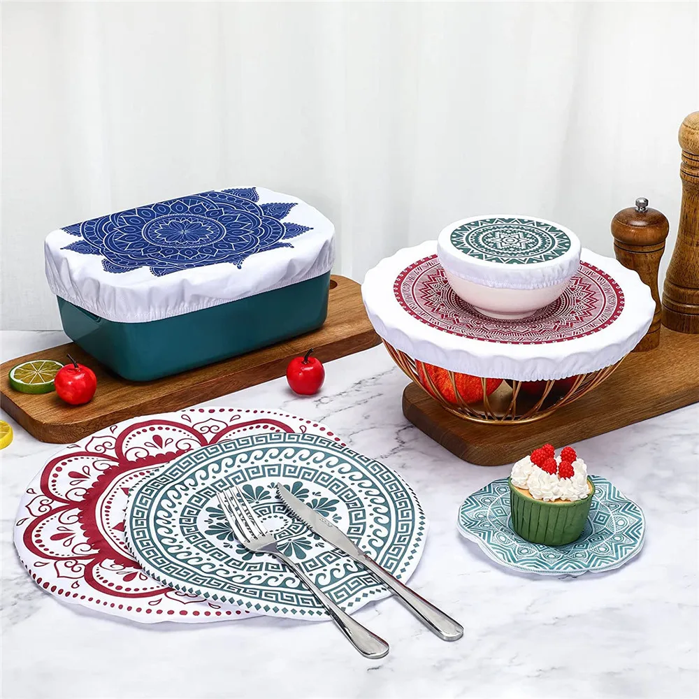 Reusable Elastic Food Storage Cover Stretchy Fabric Cloth Bread Bowl Covers Dish Covers