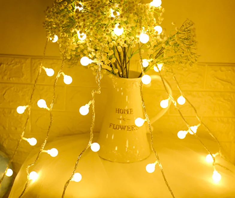 LED Ball String Lights for Outdoor Wedding Garden Camping Decorations with AC/DC/Battery Power Supply Options