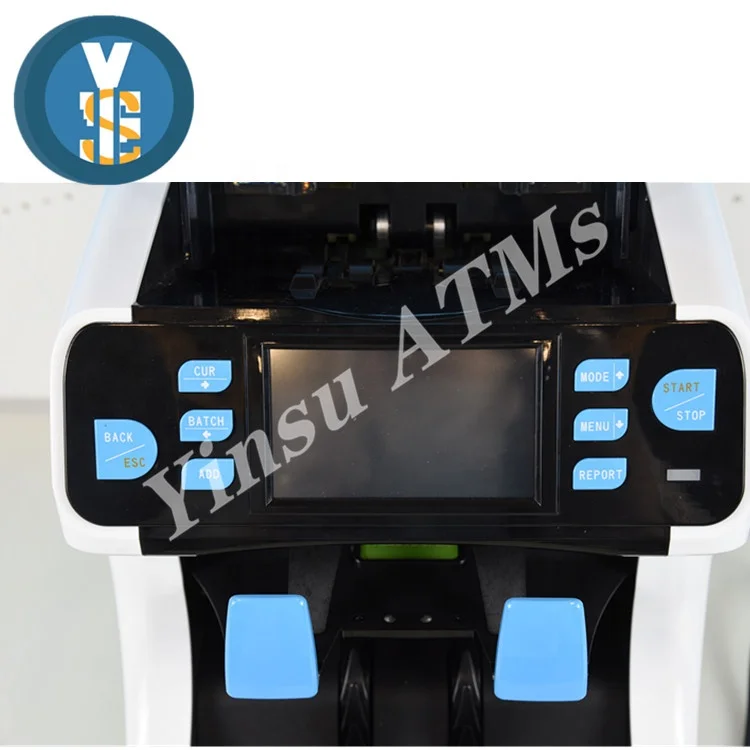 ys-208C Two Pockets Cis Banknote Cash Value Counter Thermal print Currency Counting Machine Cash Bill Counter
