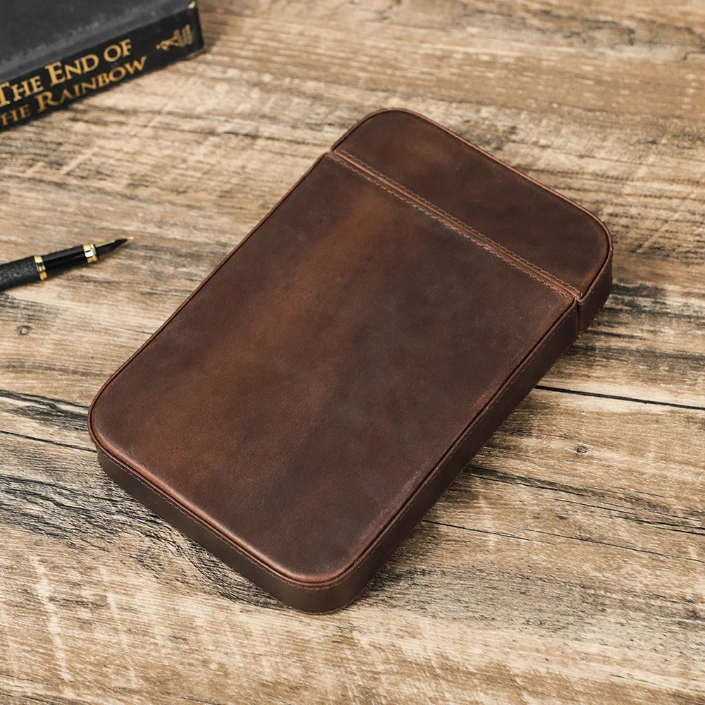 6 Slots Travel Pen Case Storage Box Leather Hard Pen Case Holder with Detachable Tray Office Stationery