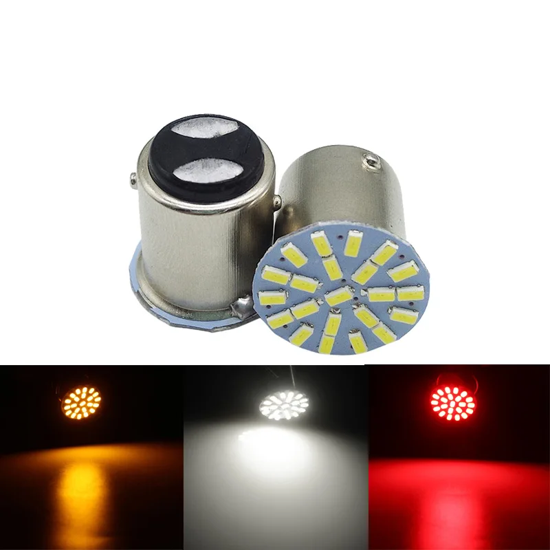 Ba15s 1156 LED Bulb Bay15d 1157 Turn Signal Lights 12V 22 SMD 7500K White Car Tail Brake Reverse Back Parking Lamps