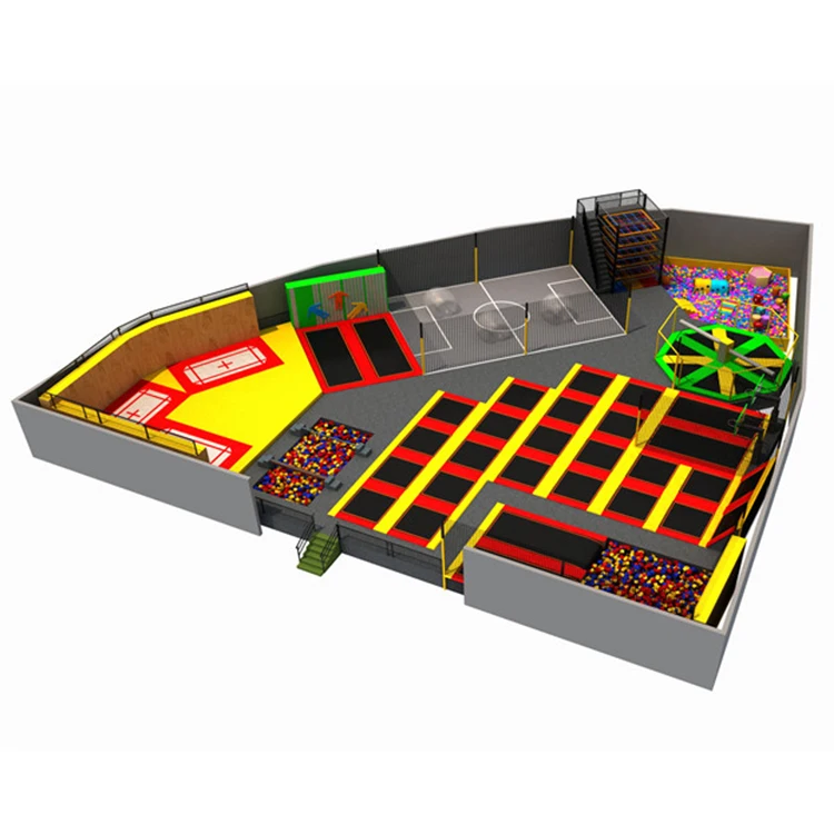 Commercial Kids Indoor jumping Trampoline Park Amusement Park Playground Trampoline Bungee Harness