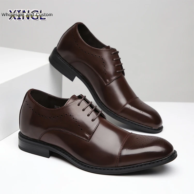 Solid Color Leather Shoes Direct Supplier Compound Rubber Soles Quality Loafers Office Manager Sales Dress Shoes