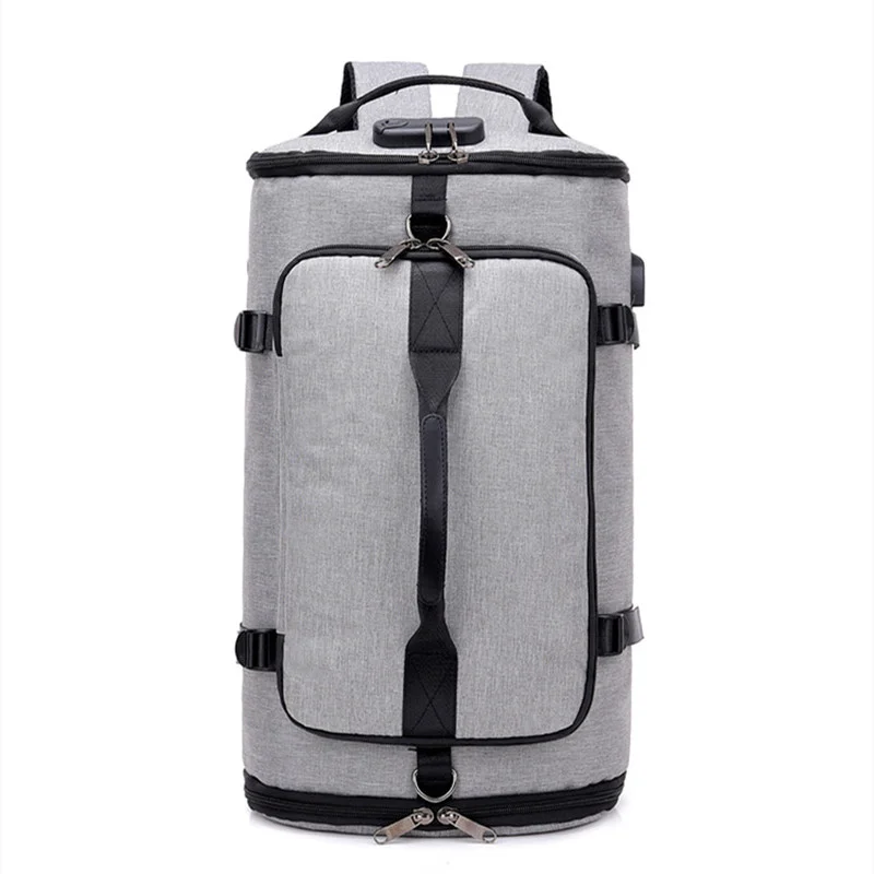 Многофункциональная вместительная спортивная сумка с замком c lock для улицы, спортивные сумки, мужской нейлоновый рюкзак с USB портом (1600289602271)