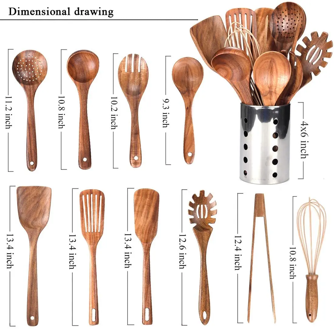 natural wood utensils kitchen ware cookware wood utensil set for home teak wood utensil