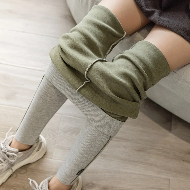2022 New Leggings Personalized Outer Wear Thread Green Velvet Thick Warm Pants Ankle Length Cotton Trousers for Women