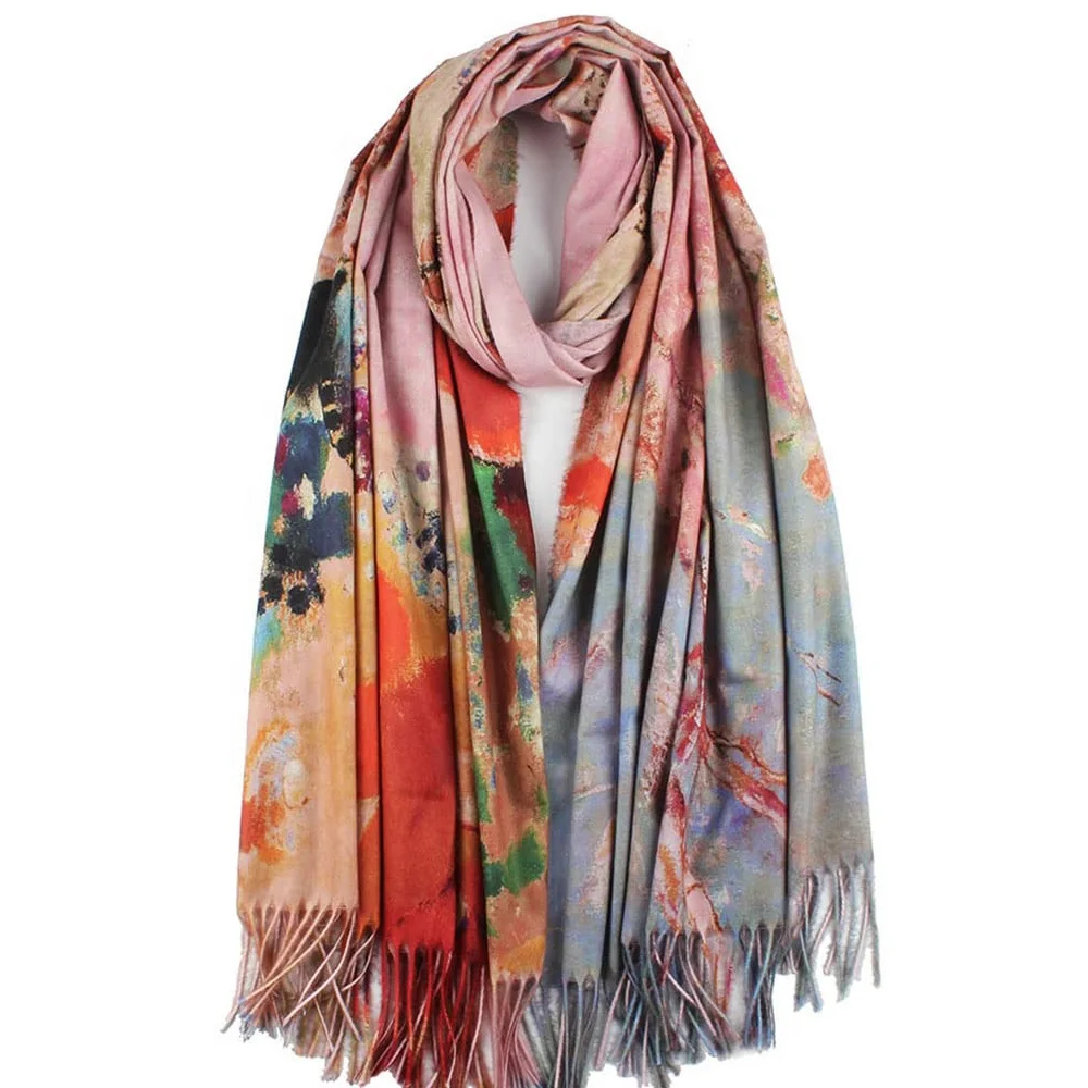 Factory Directly Sale 2024 Stylish Luxury Van Gogh Painting Scarf Fashion Custom Neck Warm Ladies Cashmere Print Shawl foulard