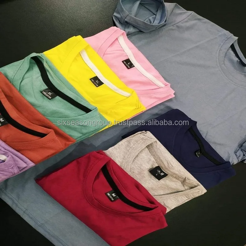 Solid color Blank Surplus branded Apparel Stock lot Bangladesh, Leftover Overruns Apparel Stock solid colors blank t-shirt