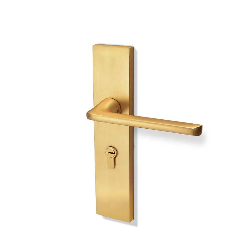 Yonfia A8142P11 rts Latest aluminium door handle lock luxury door handle lock lever gold for Wooden doors