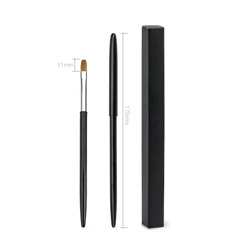 wholesale classic black metal handle kolinsky soft hair oval gel nail art brush with private paper box