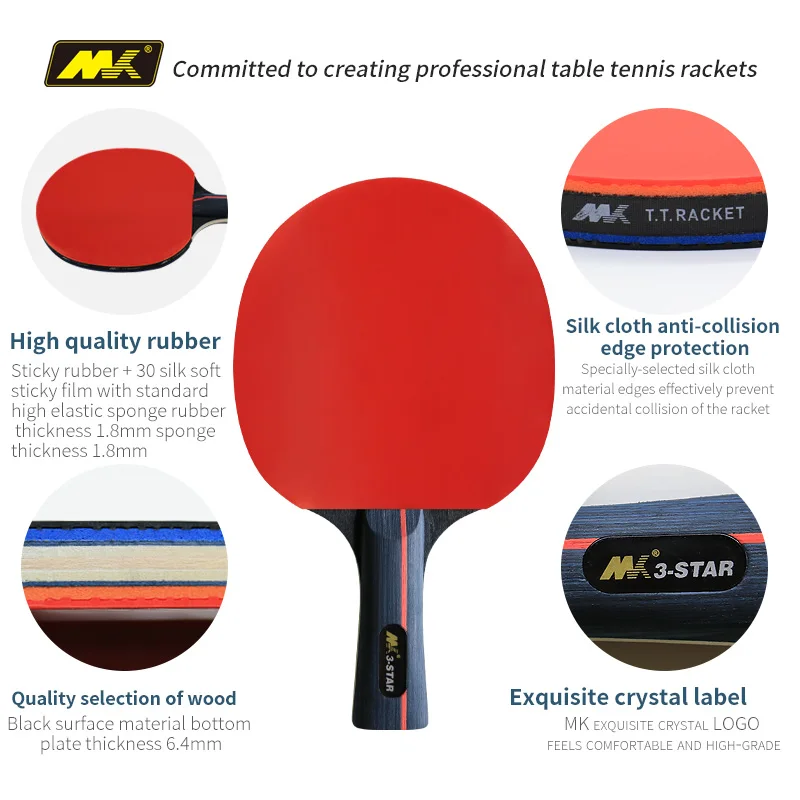 
Customized Logo Professional Wood Table Tennis Racket Ping Pong Bat Set 8 Balls and Portable Net for 4 Players 