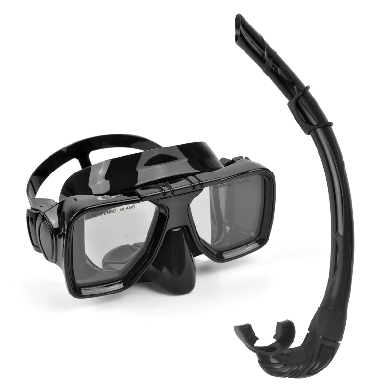 tempered glasses silicon double lens swimming diving  mask set with strap snorkeling glasses