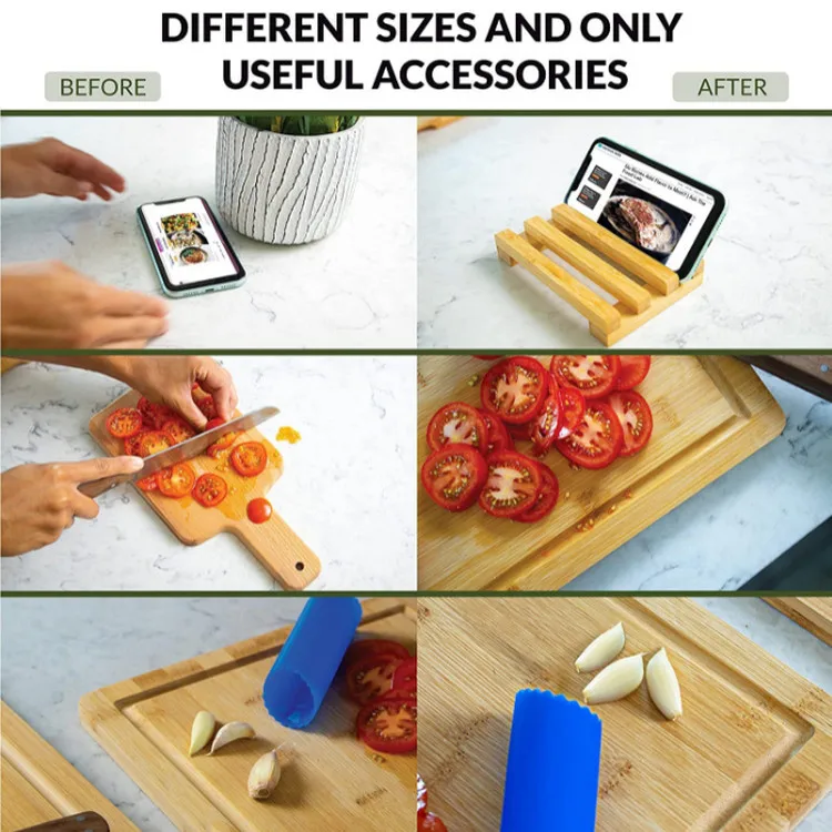 Factory Direct Set Of 3 Eco-friendly Large Bamboo Cutting Board Square Craft Cutting Board