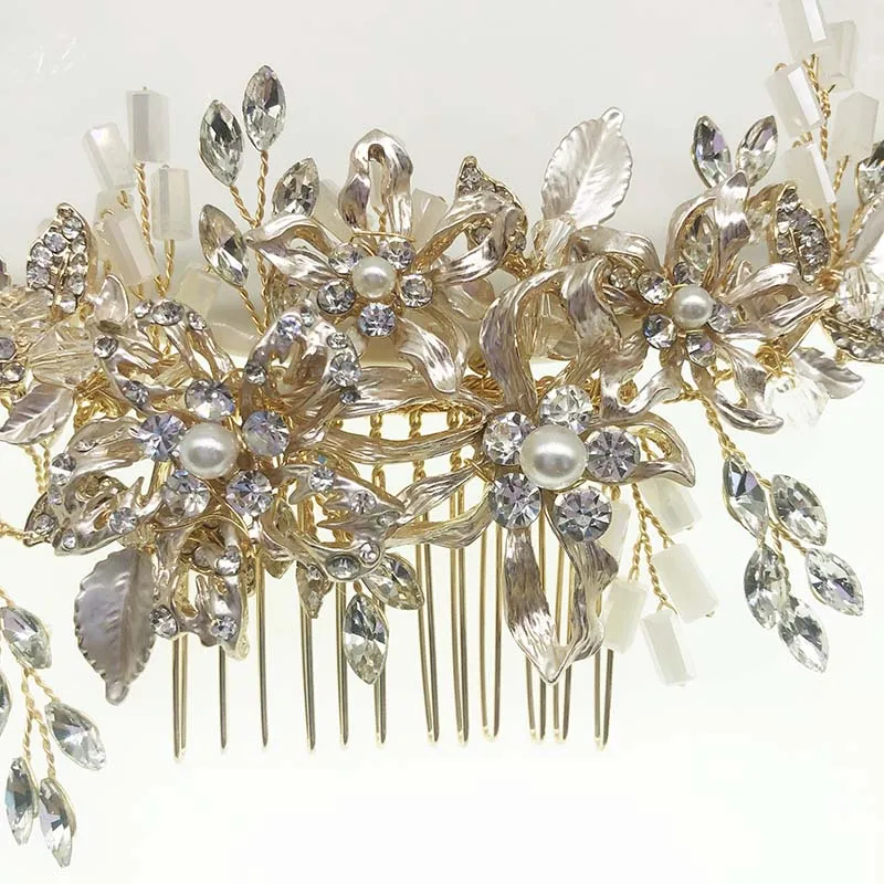 SHSS3003 новые свадебные гребни ручной работы с кристаллами и стразами для невесты Цветочные женщин Свадебные аксессуары
