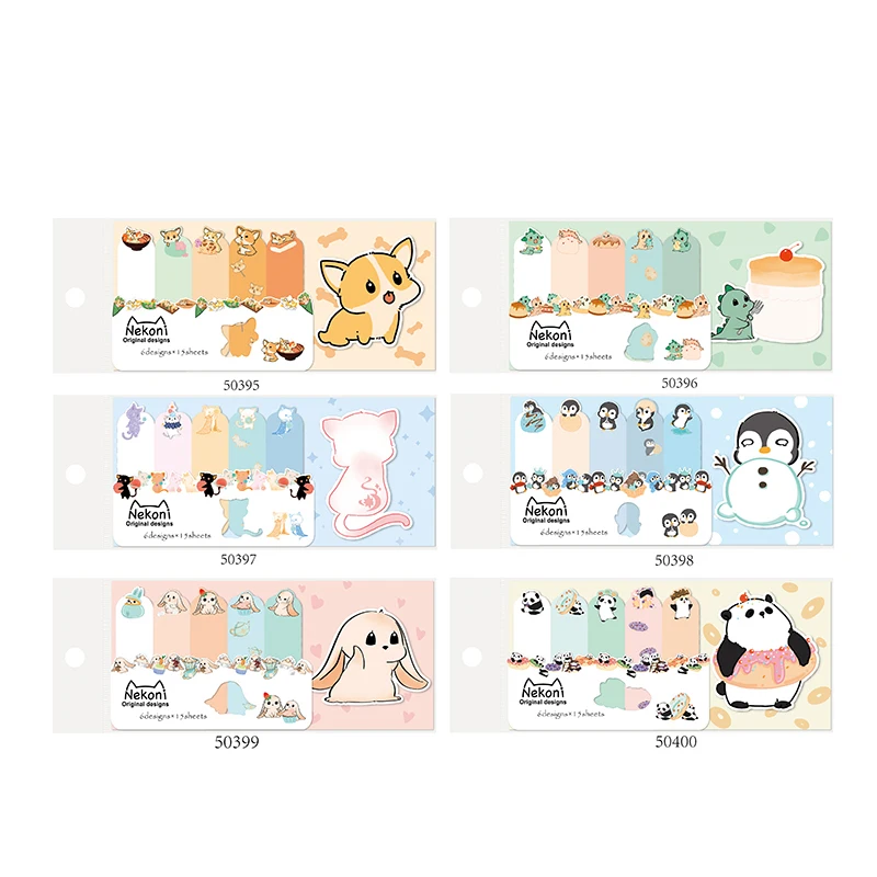 Nekoni Hot Sale Sticky Notes Pad Memo Pad Animal Self-Stick Note Pads Paper Index Bookmark Cute Kawaii Memo Note
