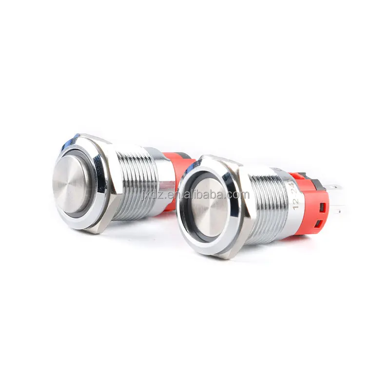 16 мм металлический кнопочный переключатель YJ-GQ16-B/G/R/Y высокого круглого типа/самоблокирующийся 12 В/24 В высокого качества