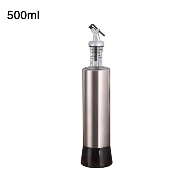 Factory Direct Glass Oil Dispenser Olive Bottle Stainless Steel Leak-Proof Soy Sauce Vinegar Cruet Storage Dispenser