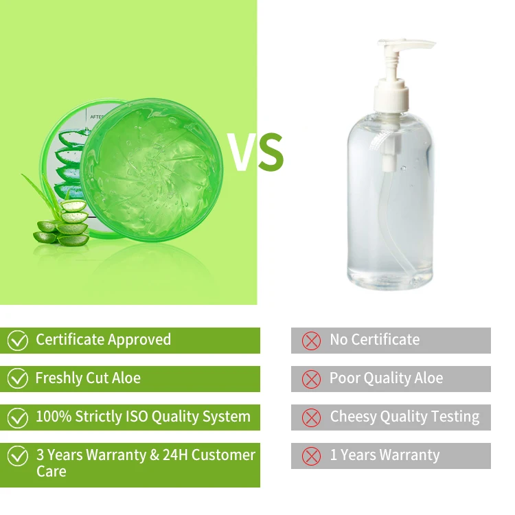 Private Label 100% Natural Moisturizer Repairing After-sun Repair Soothing Organic Bulk Face Care 99% Pure Aloe Vera