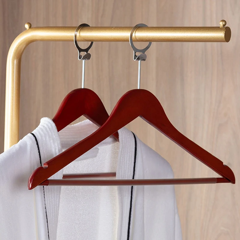 anti theft wooden hotel skirt suit hanger with ring