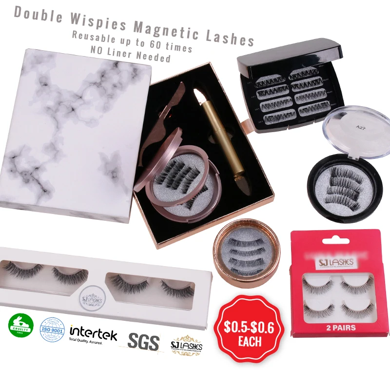 Custom False Magnet Eyelashes Magnetic Eyelashes Whole Sale Private Label Lashes Box