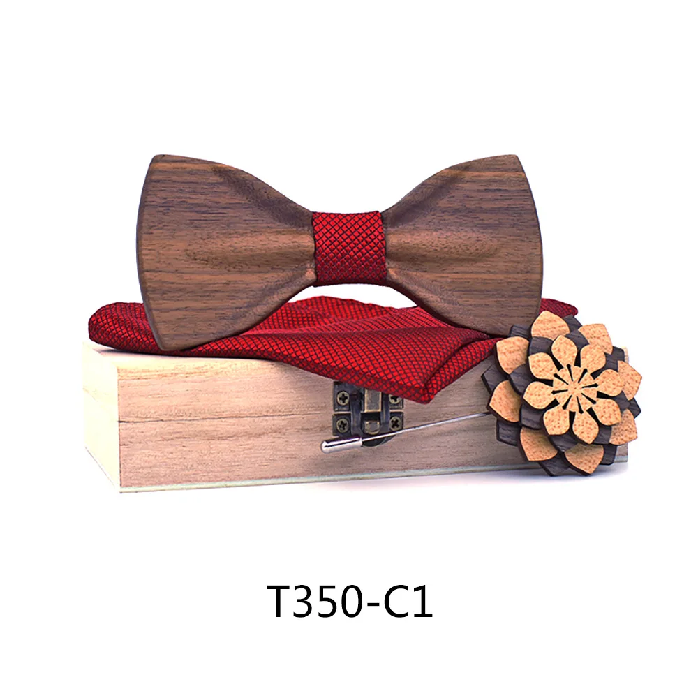 Изготовленный на заказ Деревянный модный носовой платок деревянный галстук-бабочка набор деревянный галстук-бабочка для мужчин