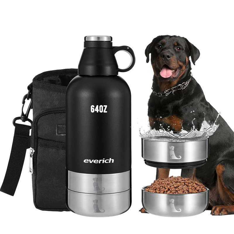 3 in 1 Portable Dog Travel Water Bottle and Bowls Human and Dog Water Bottle Water Bowl Dispenser Travel Accessories