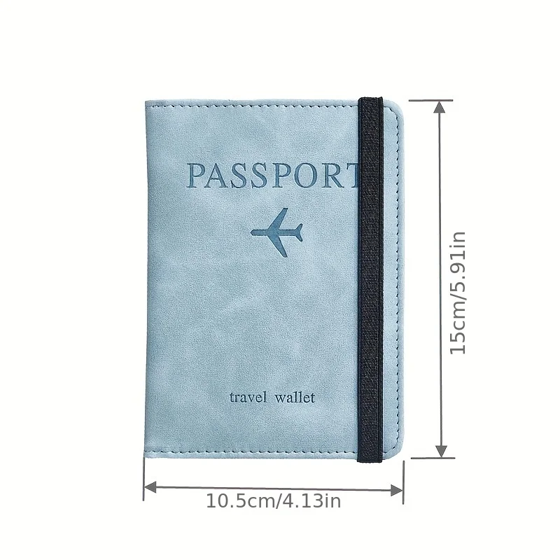 RFID Blocking Passport Holder with Leather Surface and Cute Card Holder with Multiple Card Slots Multifunctional Travel Wallet