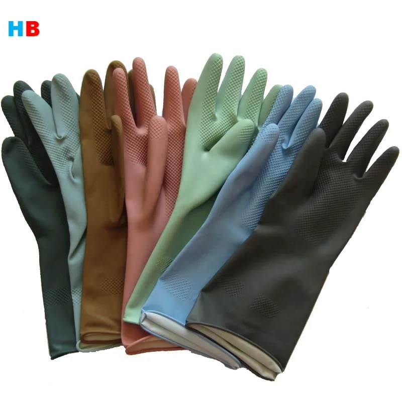 33cm korea grey brown green blue high quality kitchen waterproof gloves  rubber washing hand household cleaning  latex gloves
