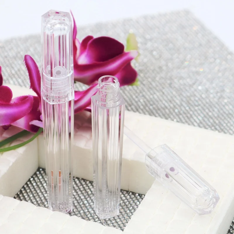 3ml Full clear Liquid Eyeliner Bottle  Polygonal Plastic Tube Container Transparent Empty  Lip Gloss Tube Cosmetic Packaging