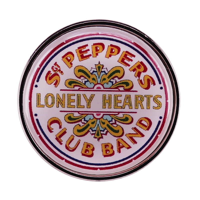 The Beatleees 1967 Eighth Studio Album  SGT Peppers Lonely Hearts Club Band Logo Enamel Pin Button Badge