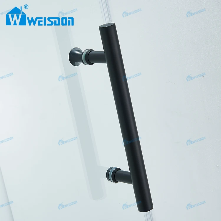 Weisdon Custom Matte Black Single Sliding Stainless Steel Tempered Glass Frameless Shower Door