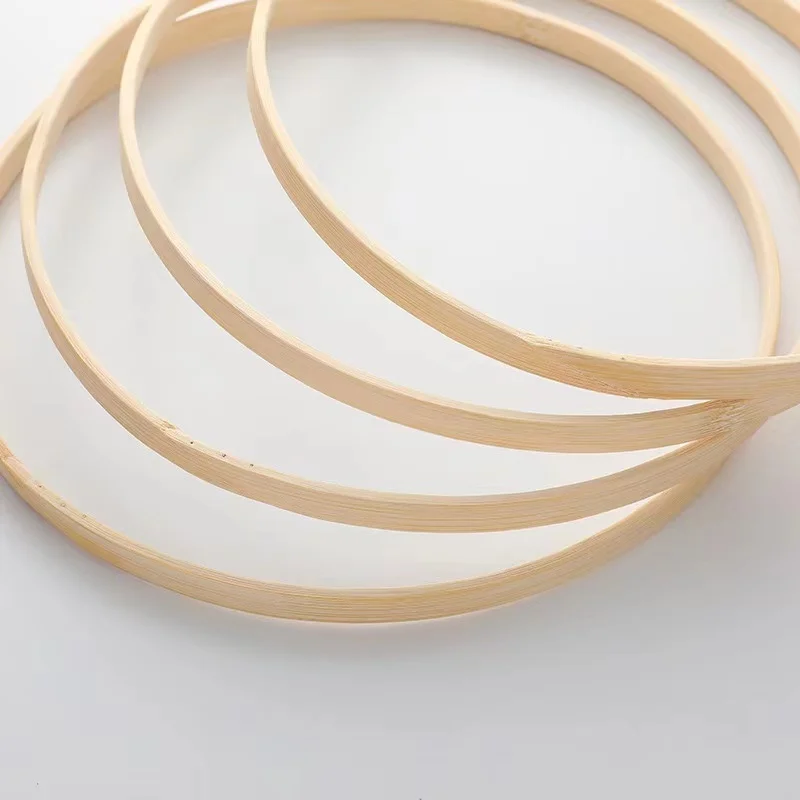 Teforeco Wedding decoration custom made dreamcatcher craft circle frame baby mobile wood frame, wooden bamboo hoop rings