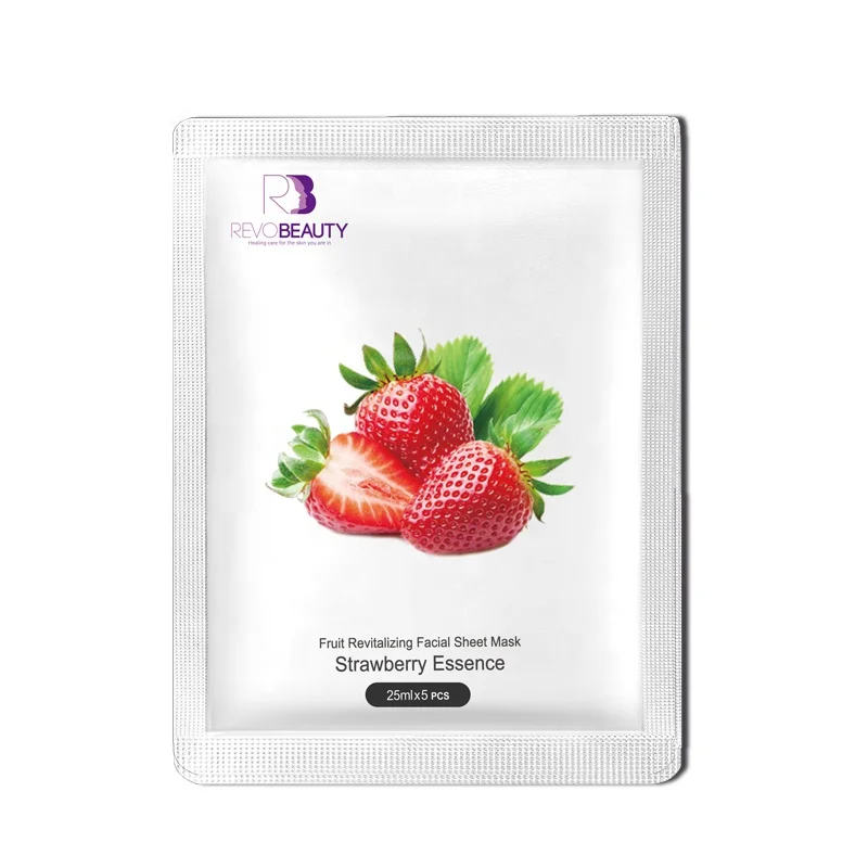 Fruit Revitalizing Hydrating Facial Sheet Mask Strawberry Essence  - RevoBeauty skincare organic moisturising face mask