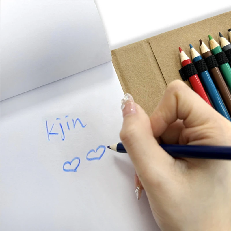 Free Sample Custom Kraft Paper Cover Full Coloring Book Set Kids Drawing Coloring Book with 24pcs Color Pencil set