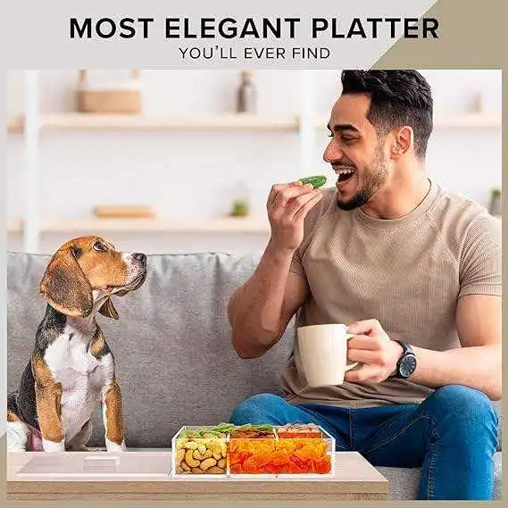 Wholesale Snack Serving Tray With Lid Divided Appetizer Serving Tray Set Empty Sectional Gift Box For Nuts Veggie Candy Dish