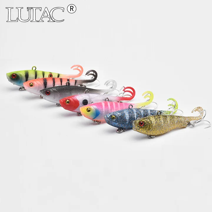 LUTAC Fishing Soft Lures Soft Vibe Lure Bait TPE Plastic YY02B 65mm 10g Sinking Vib Soft Lures