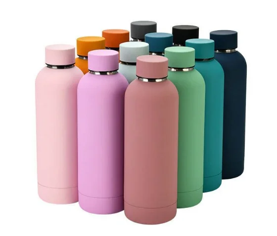 Milk water bottles Rubber paint 304 stainless steel coke bottle vacuum flask outdoor travel straight small mouth sports bottle