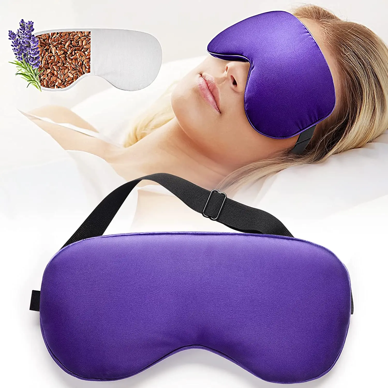 Reusable Weighted Organic Linseed Lavender Eye Pillow for Meditation and Stress Relief