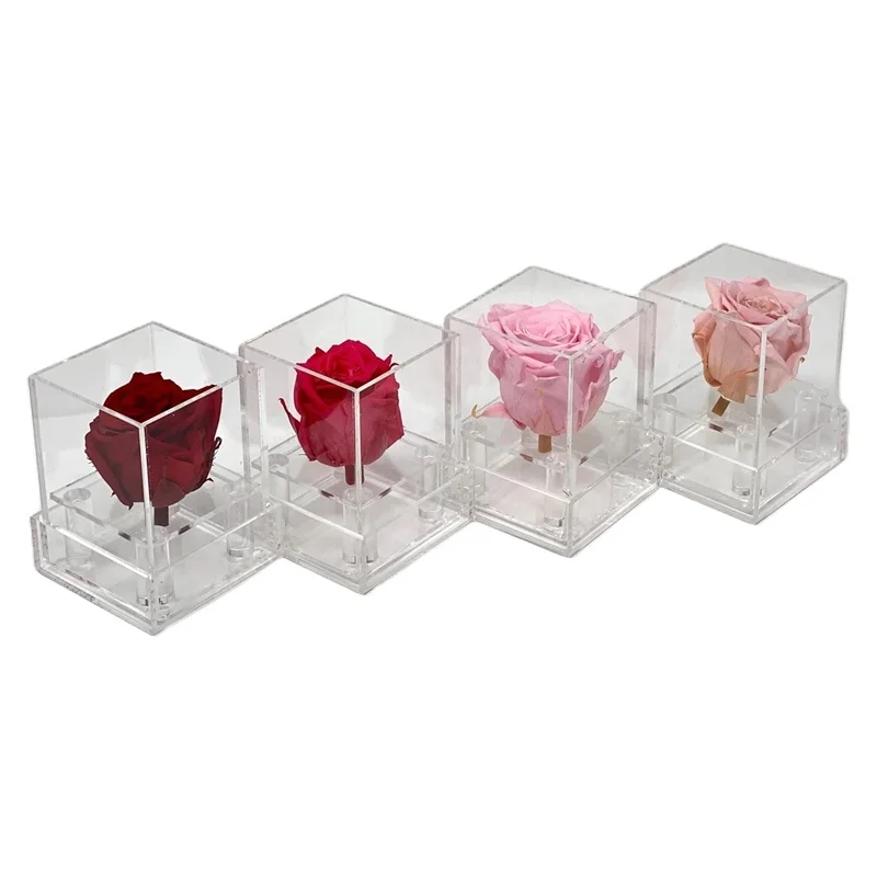 custom clear acrylic perspex flower rose box for single rose