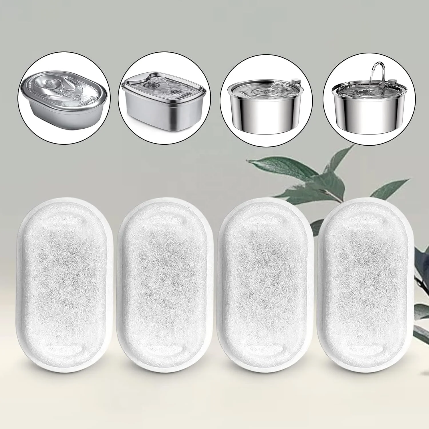 Cat Water Fountain Filters for 108/3.2L& 67oz/2L Stainless Steel Pet Water Dispenser Fountain Filter Replacement
