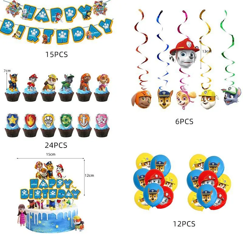 
Hot Cartoon New Dog Birthday Party Decoration Flag Hanging Rotating Row Dog Balloon pet party supplies 