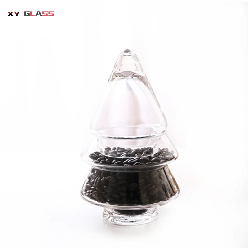 innovation creative christmas tree borosilicate glass biscuit candy storage jar