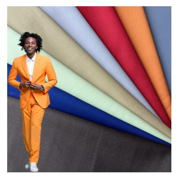 multicolor suitable 4 way stretch rayon polyester fabric for men suit