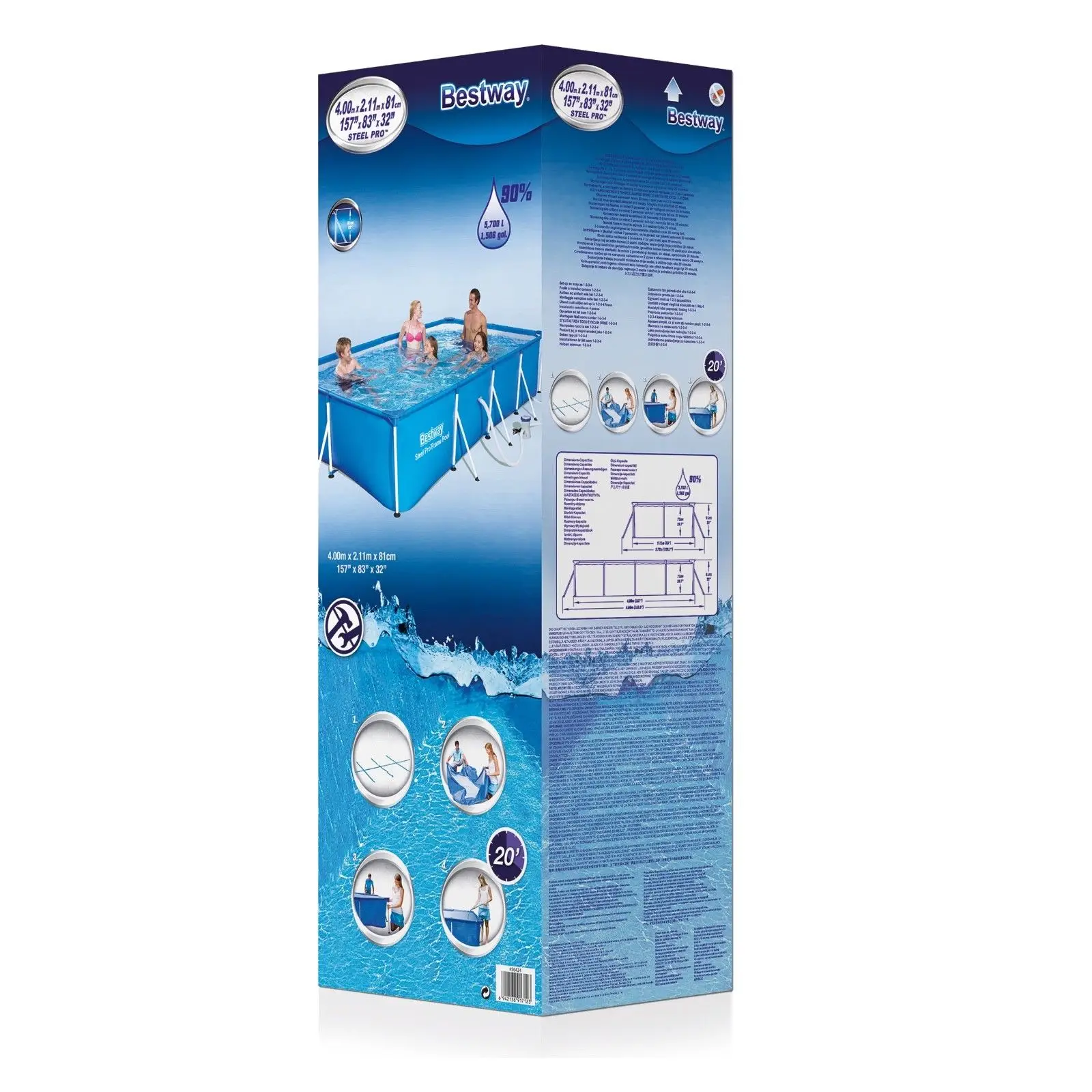 
300 x 201 x 66cm 56411 Steel Pro Splash Frame Swimming Pool Set with Filter pump 